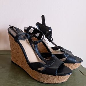 Vince Camuto strappy black wedges